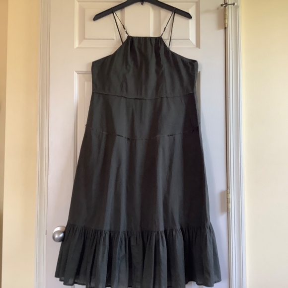 Ralph Lauren Denim & Supply Hi-Low Hem Cotton Midi Dress Ruffle Hem Olive SZ M - Picture 4 of 14